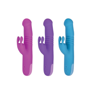 Trio Thruster 9" Silicone 3 in 1 Rechargeable Rabbit Vibrator