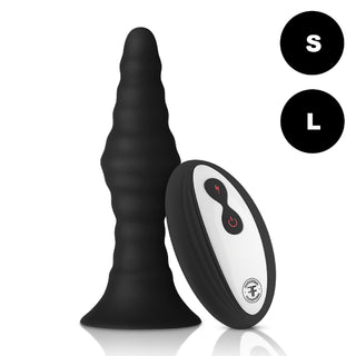 VIBRATING RIBBED PLUG W/ REMOTE CONTROL