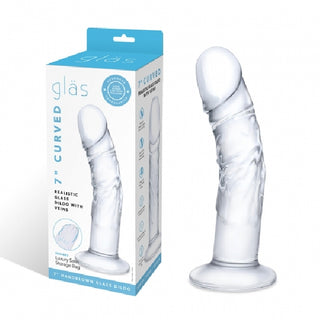 7" Curved Realistic Glass Dildo With Veins