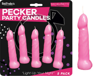 Bachelorette Pecker Party Pink Candles 5pk