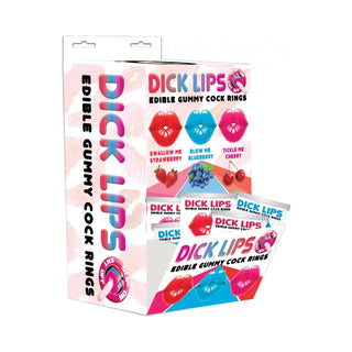 Dicklips Gummy Cock Rings  3 Assorted Flavors 21 Pc/Display