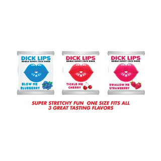 Dicklips Gummy Cock Rings  3 Assorted Flavors 21 Pc/Display