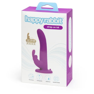 Happy Rabbit Rechargeable Vibrating Strap on Harness Set Purple