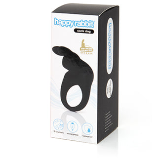 Happy Rabbit Rechargeable Vibrating Rabbit Cock Ring Black