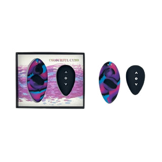 Colourful Camo Remote Control Panty Vibe Blue