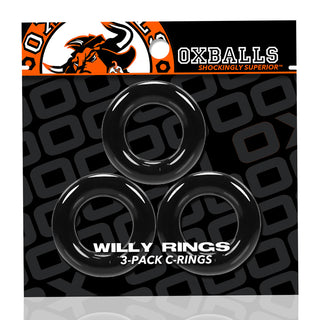 OXBALLS WILLY RINGS 3-pack stretchy cockrings BLACK