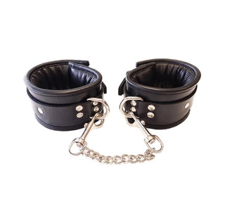 LEATHER WRIST CUFFS - BLACK