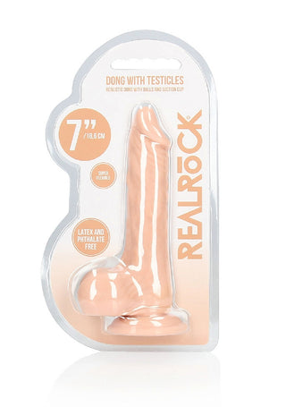 RealRock- Realistic Dildo With Balls - 7" - 17 cm - Flesh