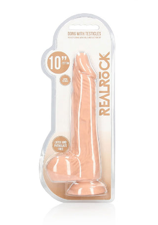 RealRock- Realistic Dildo With Balls - 10" - 25 cm - Flesh