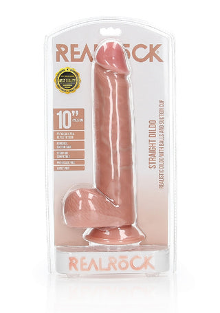 RealRock- 10 " Cock With Balls - Regular Straight - Flesh