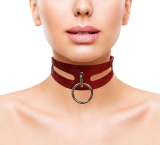 Leather Fashion Collar Red With 40CM Ring