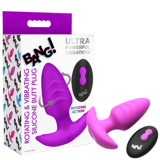 Rotating & Vibrating Silicone Butt Plug w/ Remote